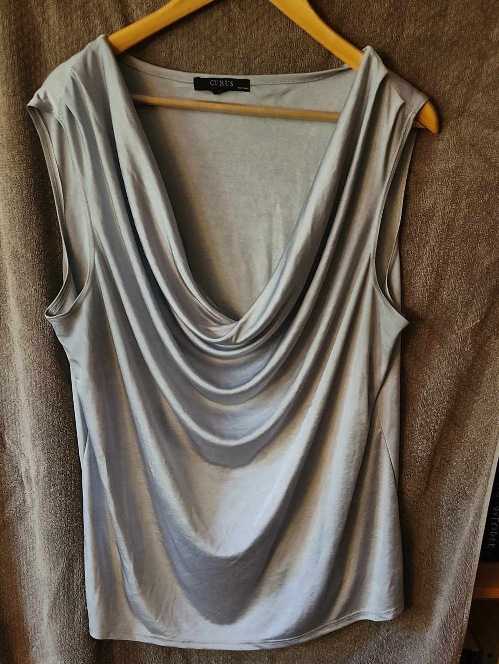 Cyrus Sleeveless Cowl Neck Camisole in Light Gray